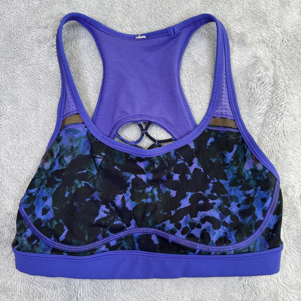 Lululemon Sports Bra Womens 6 Purple Sweaty Or Not Floral Backdrop Iris W2B28S